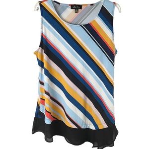 MELISSA PAIGE multicolor sleeveless sheer asymmetrical hem women’s Size Large